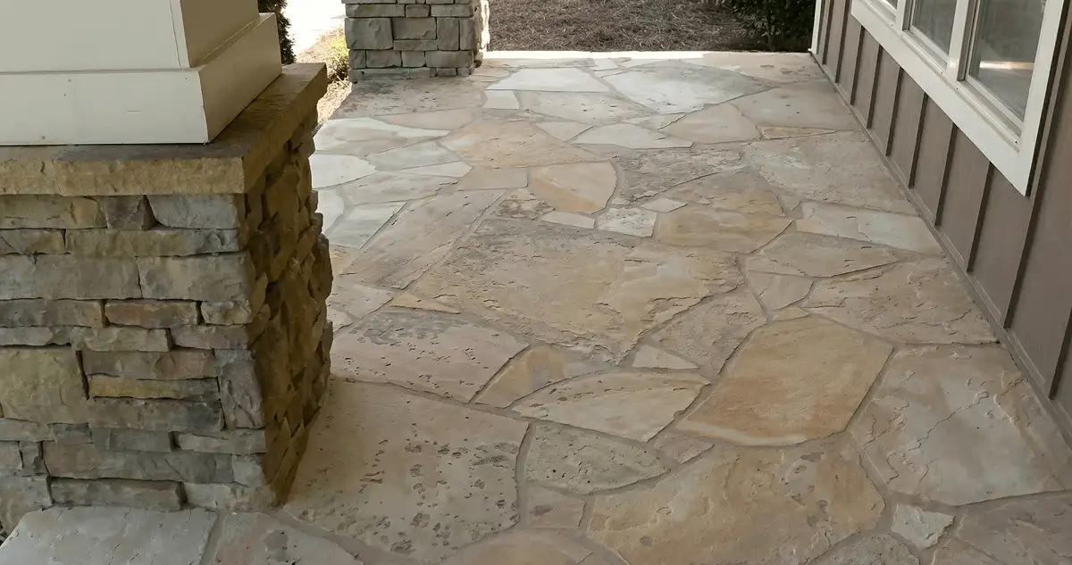 House entrance with professionally installed stone flooring in Akron OH